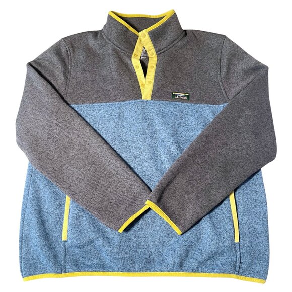 L.L. Bean Other - L.L.Bean Mens Slightly Fitted Blue Fleece Quarter Snap Pullover Sweater Size L